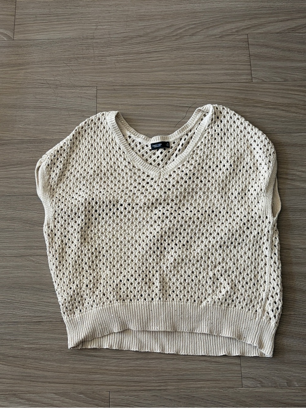 Simply Vera Vera Wang Cream Open-Weave V-Neck Knit Top
